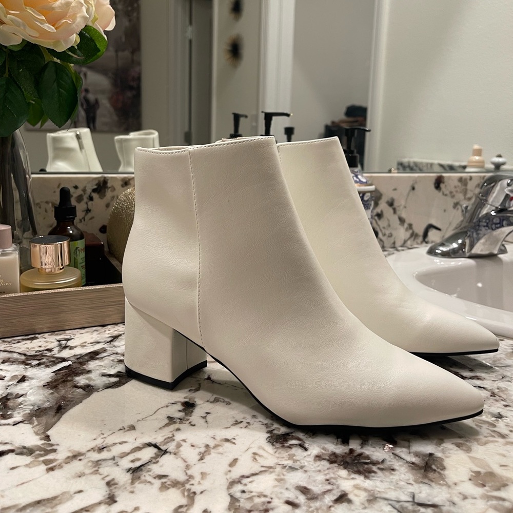 White ankle booties